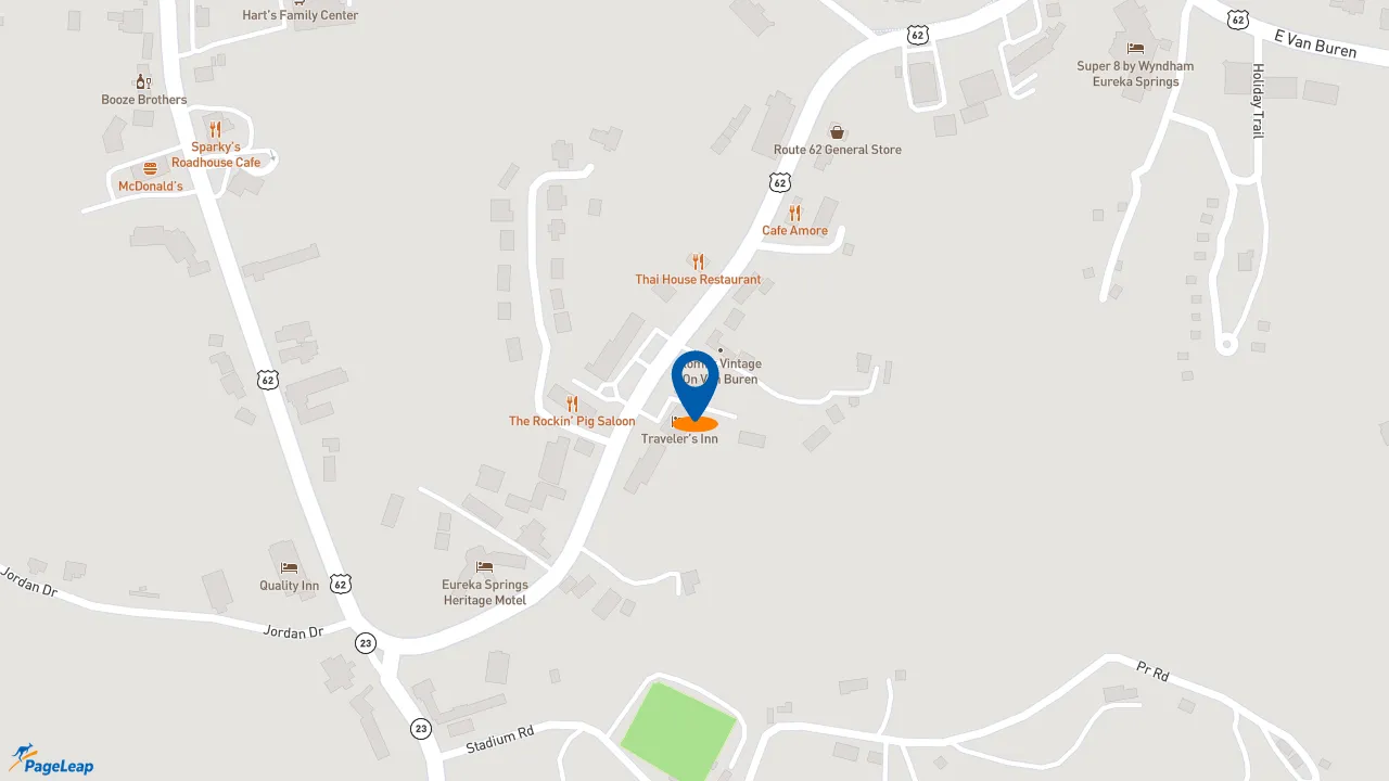 https://pageleap.com map showing location of Pizza Hut in Eureka Springs.