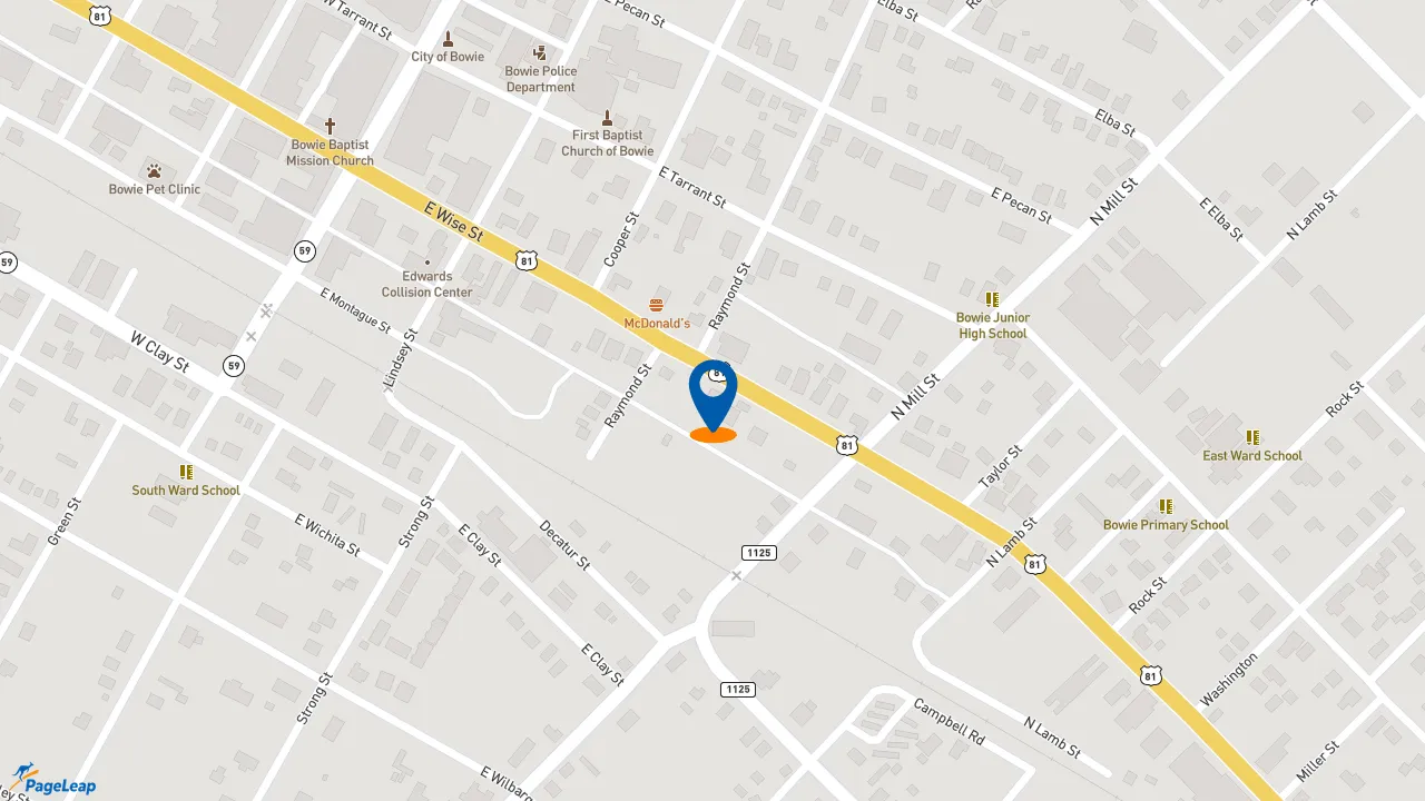 https://pageleap.com map showing location of Pizza Hut in Bowie.