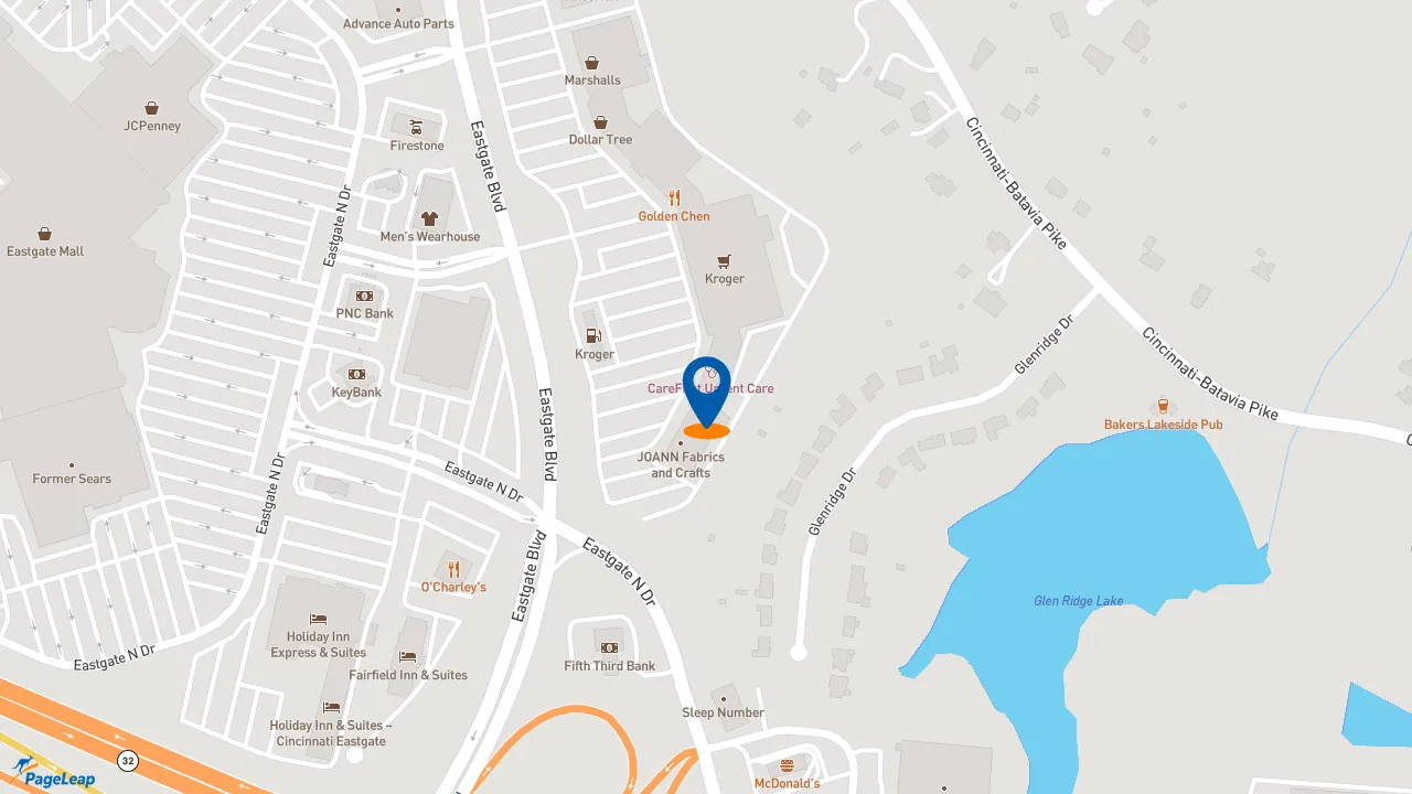 https://pageleap.com map showing location of Pizza Hut in Cincinnati.