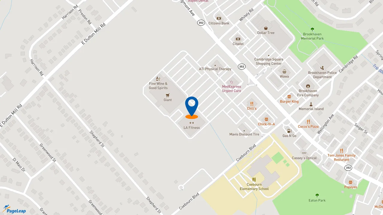 https://pageleap.com map showing location of Pizza Hut in Brookhaven.
