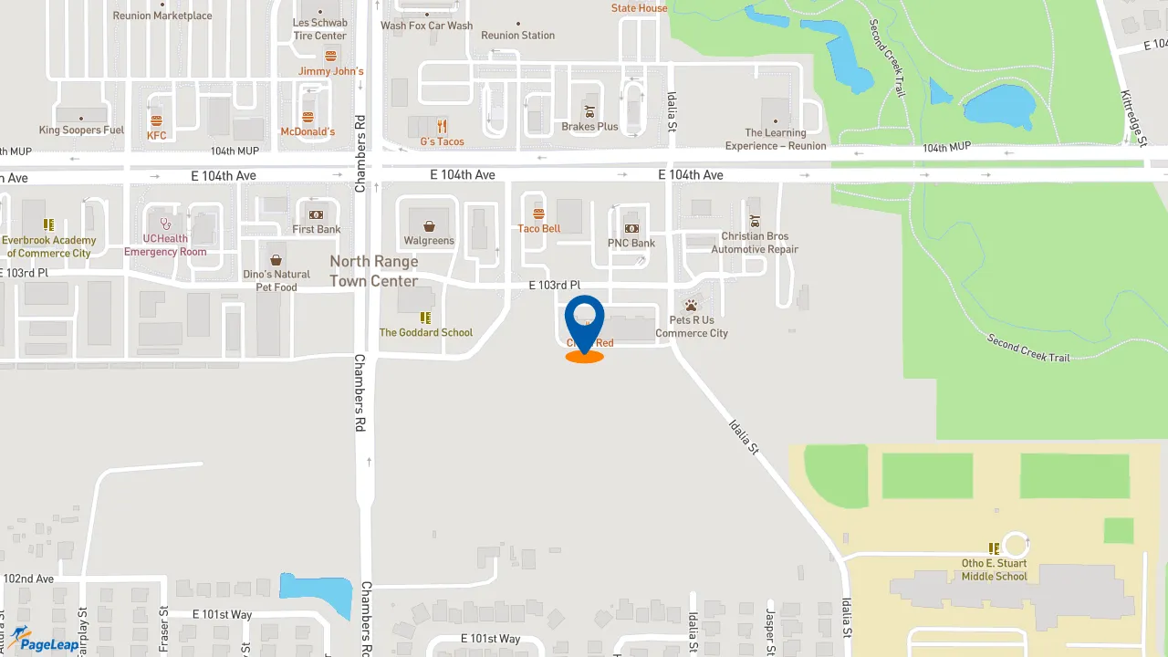 https://pageleap.com map showing location of Pizza Hut in Commerce City.
