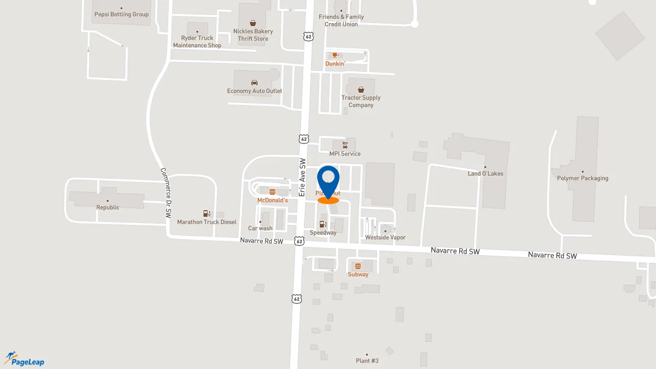 https://pageleap.com map showing location of Pizza Hut in Massillon.