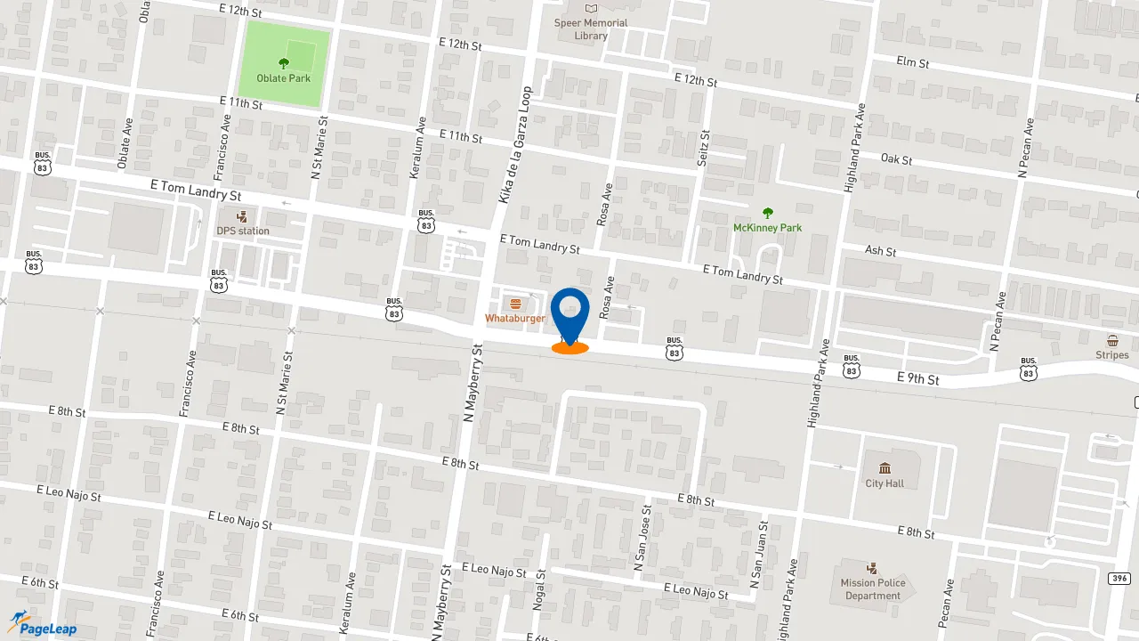 https://pageleap.com map showing location of Pizza Hut in Mission.