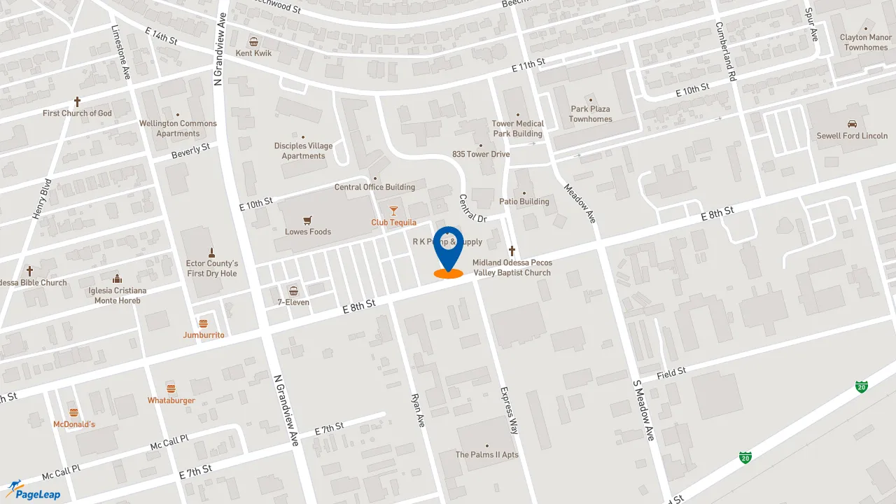 https://pageleap.com map showing location of Pizza Hut in Odessa.