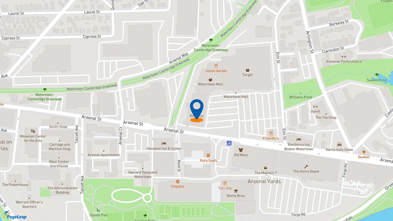https://pageleap.com map showing location of Pizza Hut Express in Watertown.