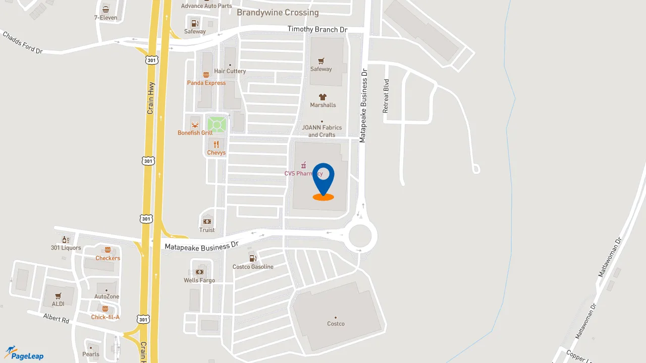 https://pageleap.com map showing location of Pizza Hut Express in Brandywine.