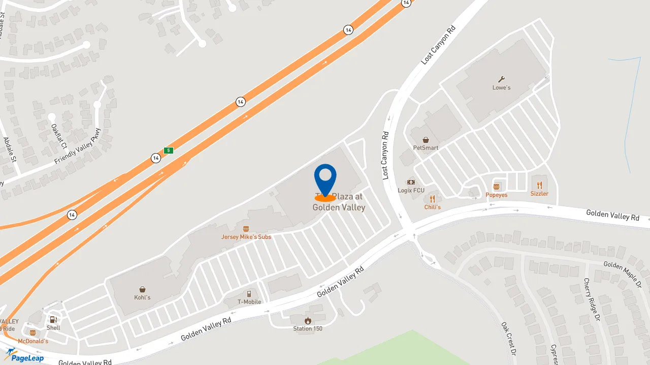 https://pageleap.com map showing location of Pizza Hut Express in Santa Clarita.