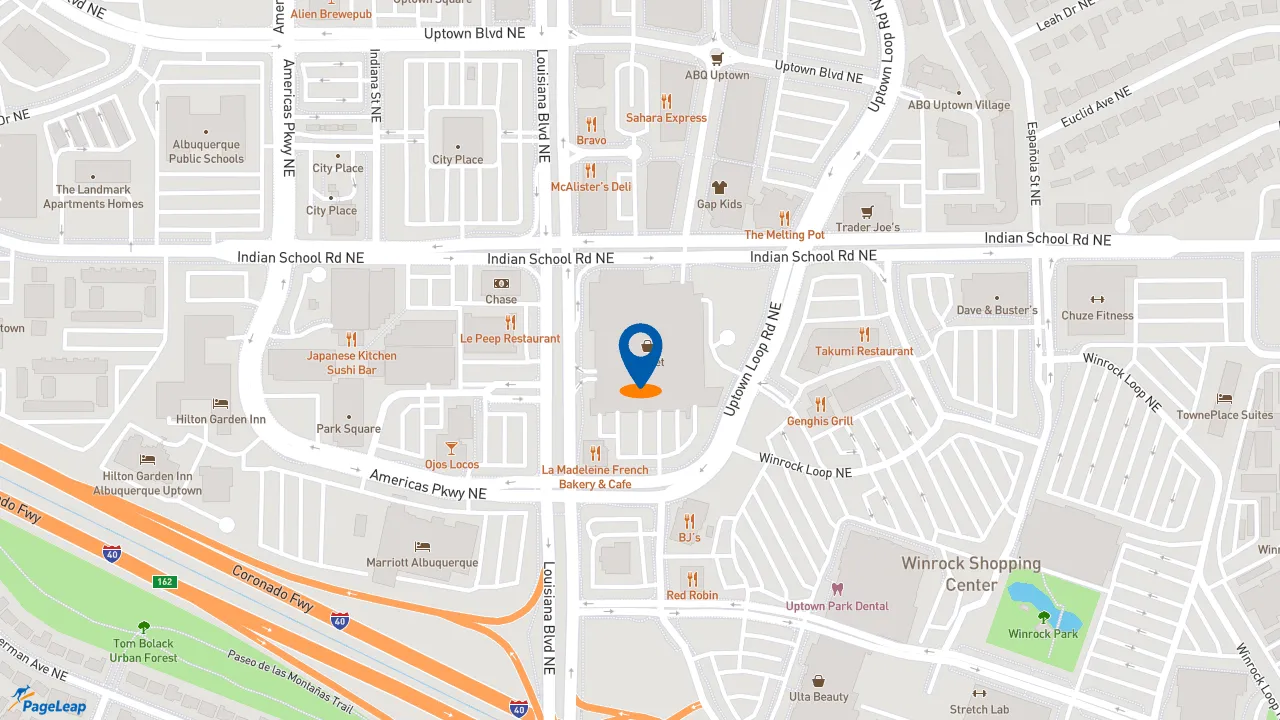 https://pageleap.com map showing location of Pizza Hut Express in Albuquerque.