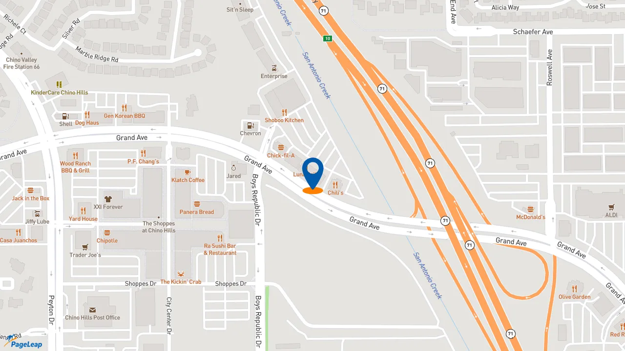 https://pageleap.com map showing location of Pizza Hut in Chino Hills.