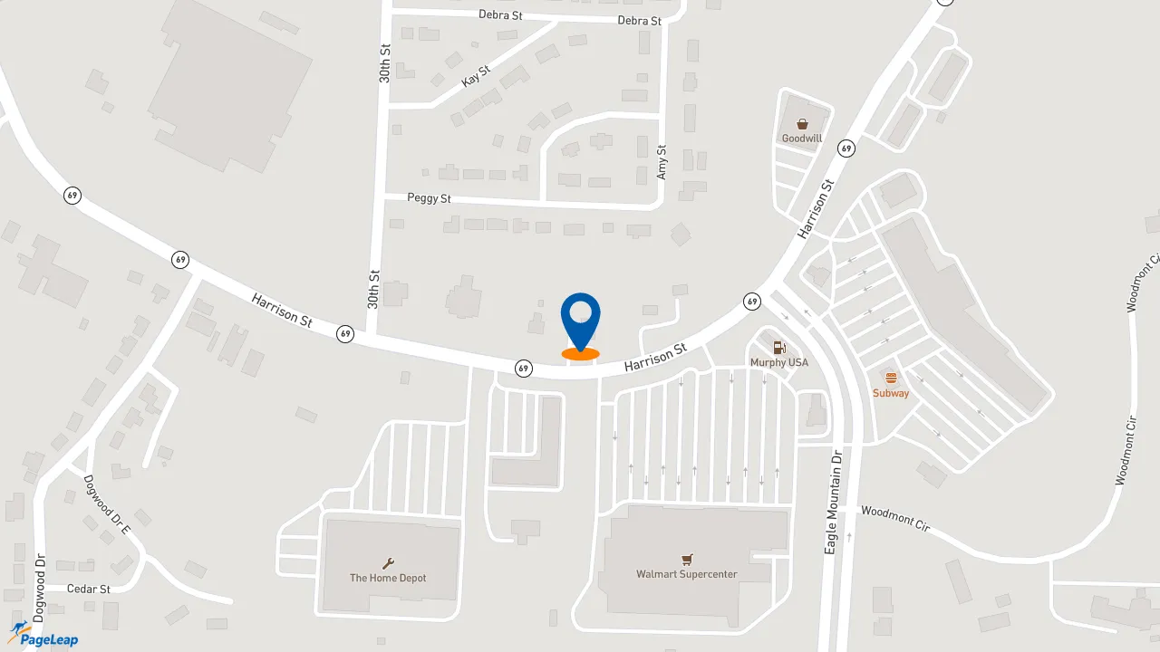 https://pageleap.com map showing location of Pizza Hut in Batesville.