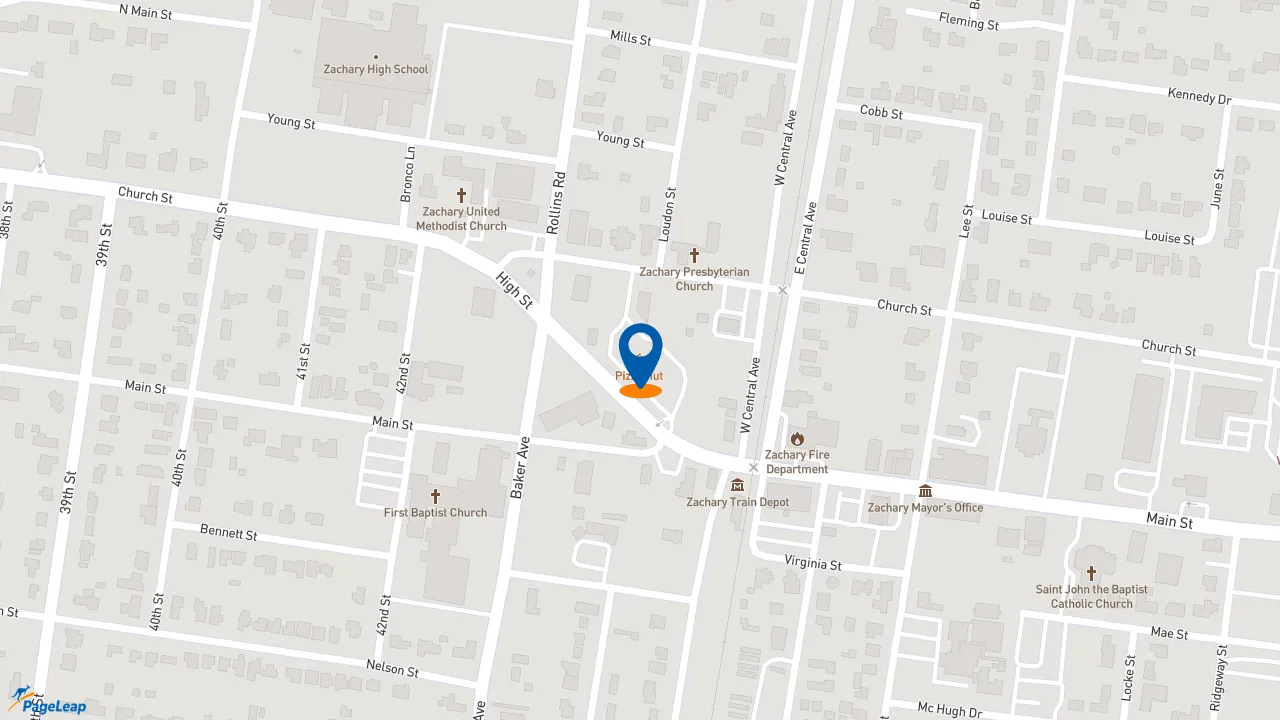 https://pageleap.com map showing location of Pizza Hut in Zachary.