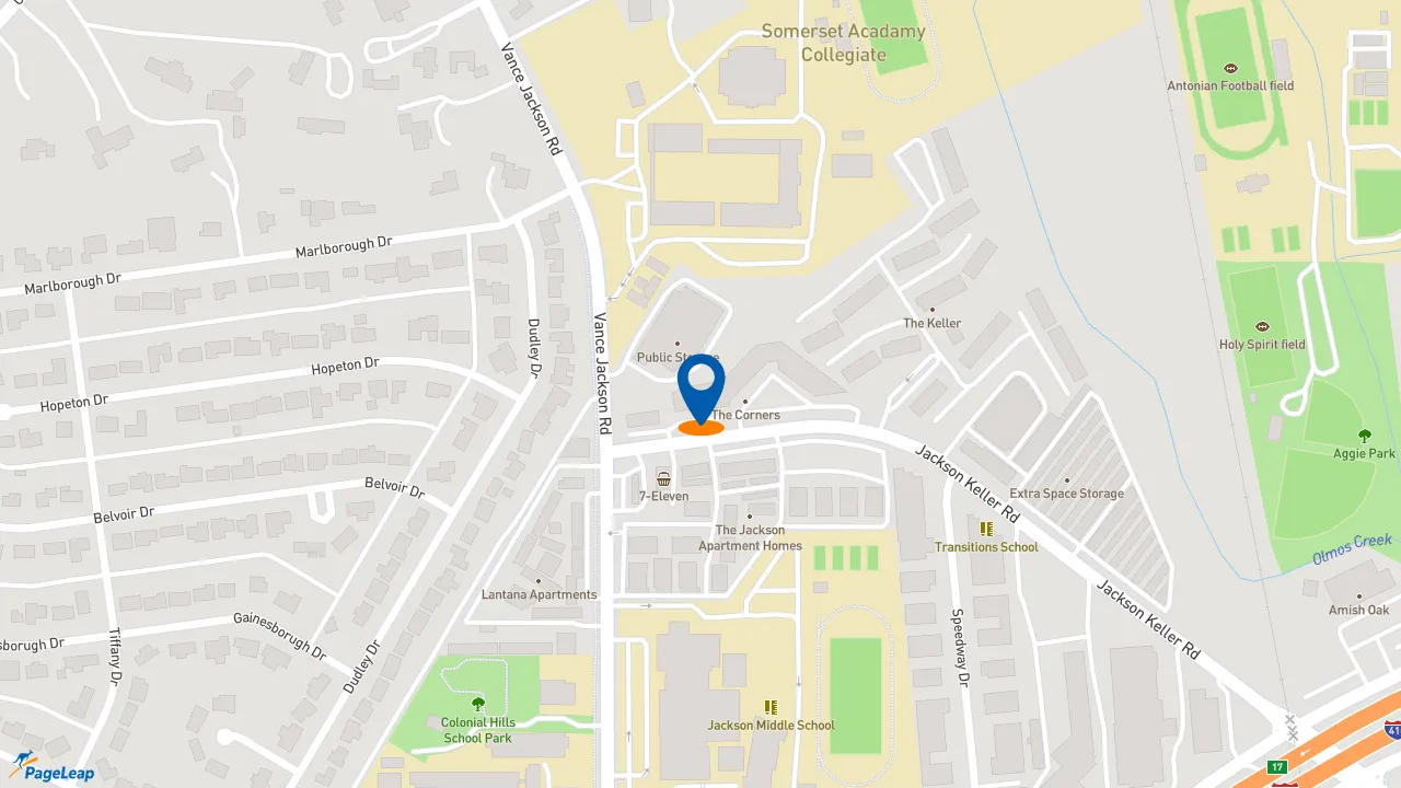 https://pageleap.com map showing location of Pizza Hut in San Antonio.