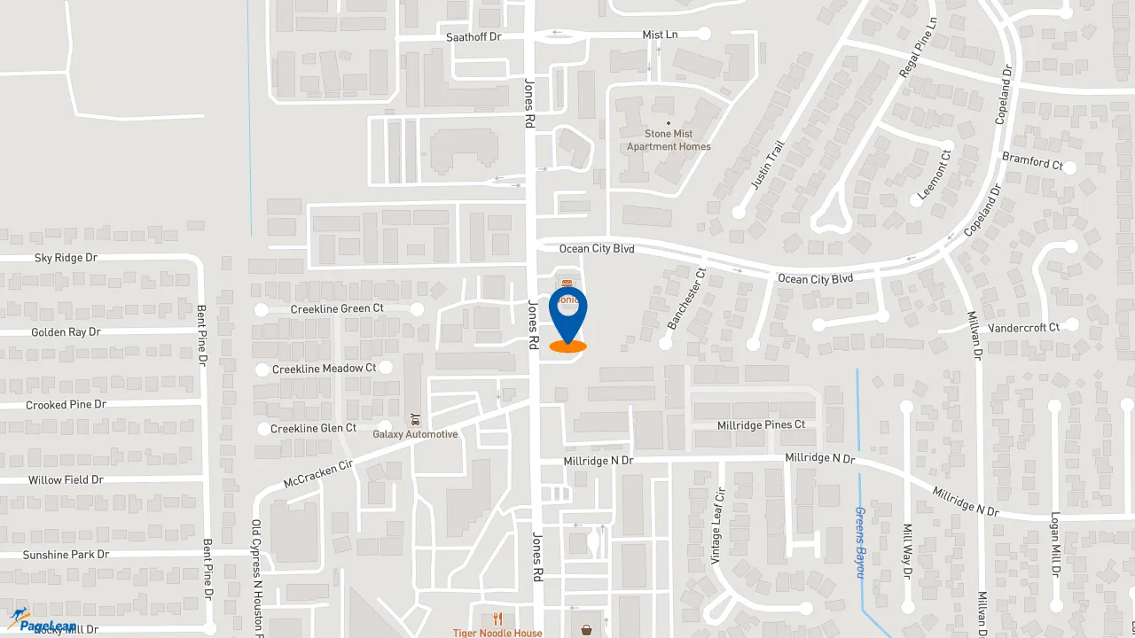https://pageleap.com map showing location of Pizza Hut in Houston.