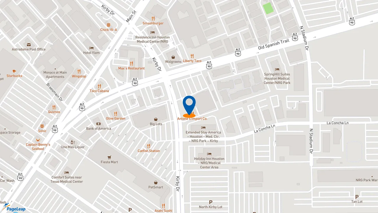 https://pageleap.com map showing location of Pizza Hut in Houston.