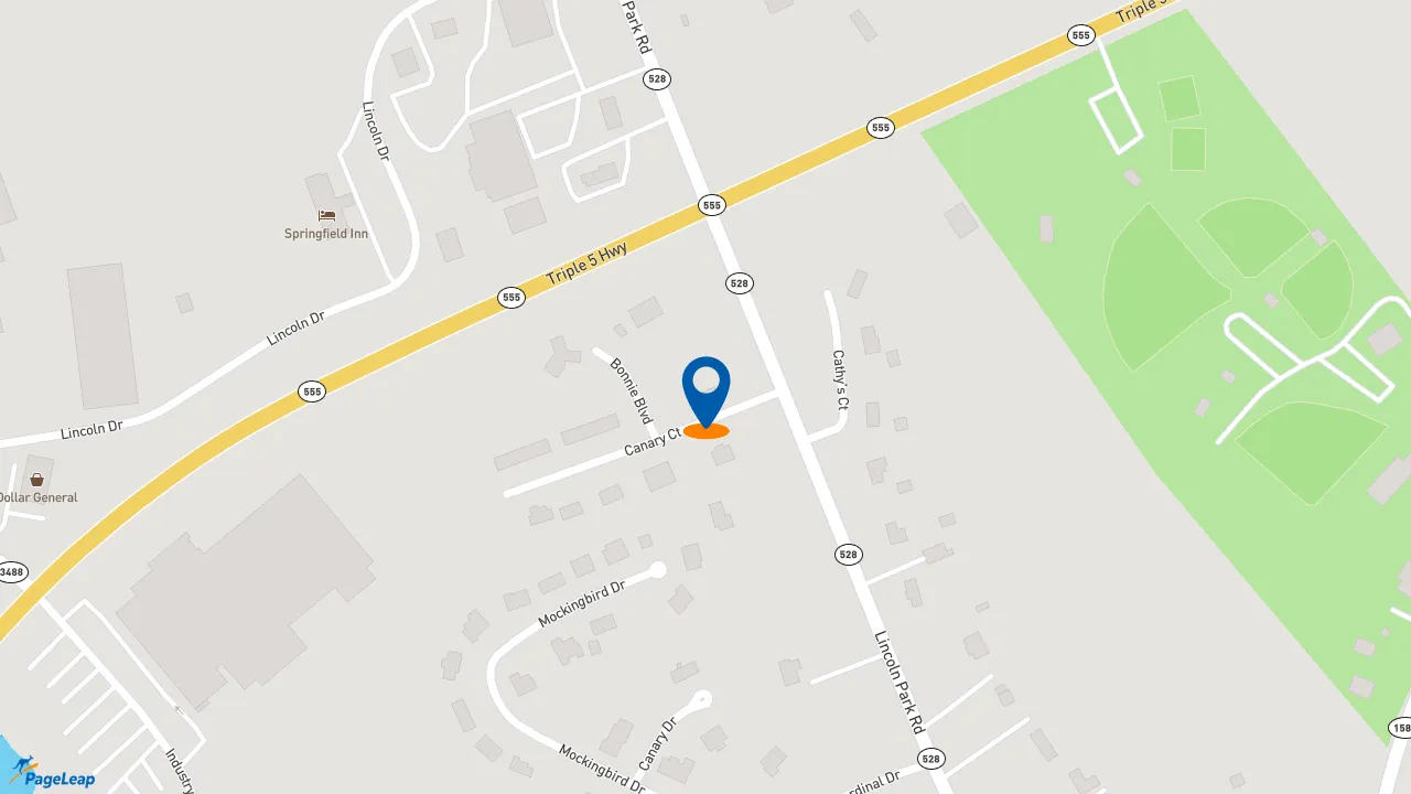https://pageleap.com map showing location of Pizza Hut in Springfield.