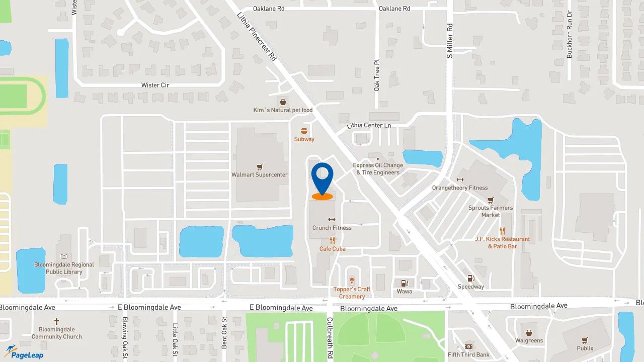 https://pageleap.com map showing location of Pizza Hut in Valrico.