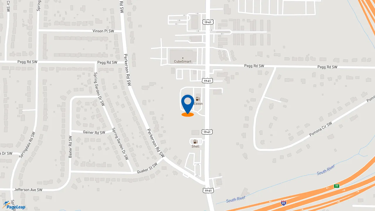 https://pageleap.com map showing location of Pizza Hut in Atlanta.