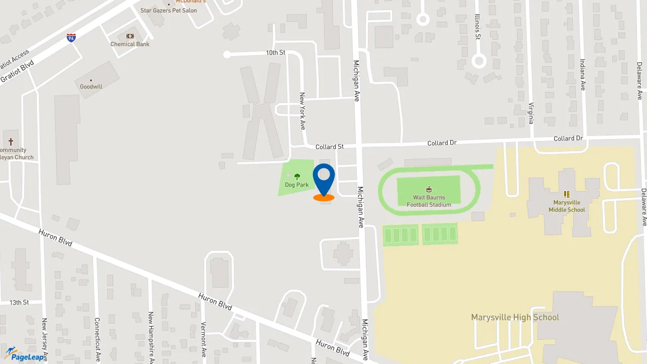 https://pageleap.com map showing location of Pizza Hut in Marysville.
