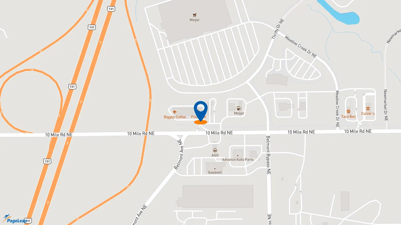 https://pageleap.com map showing location of Pizza Hut in Rockford.