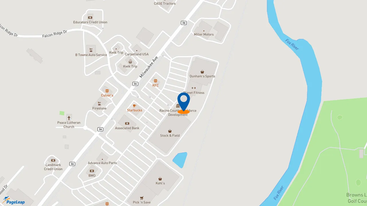 https://pageleap.com map showing location of Pizza Hut in Burlington.