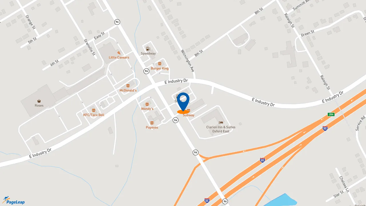 https://pageleap.com map showing location of Pizza Hut in Oxford.