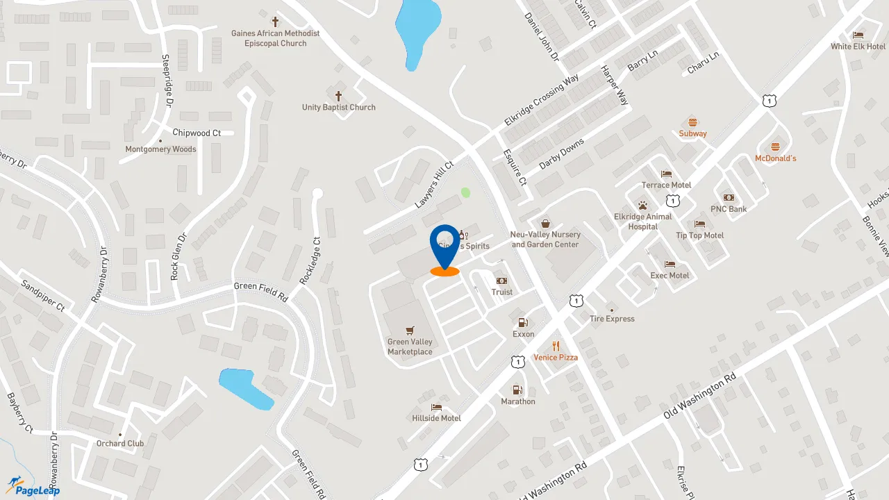 https://pageleap.com map showing location of Pizza Hut in Elkridge.