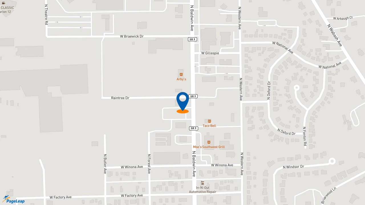 https://pageleap.com map showing location of Pizza Hut in Marion.