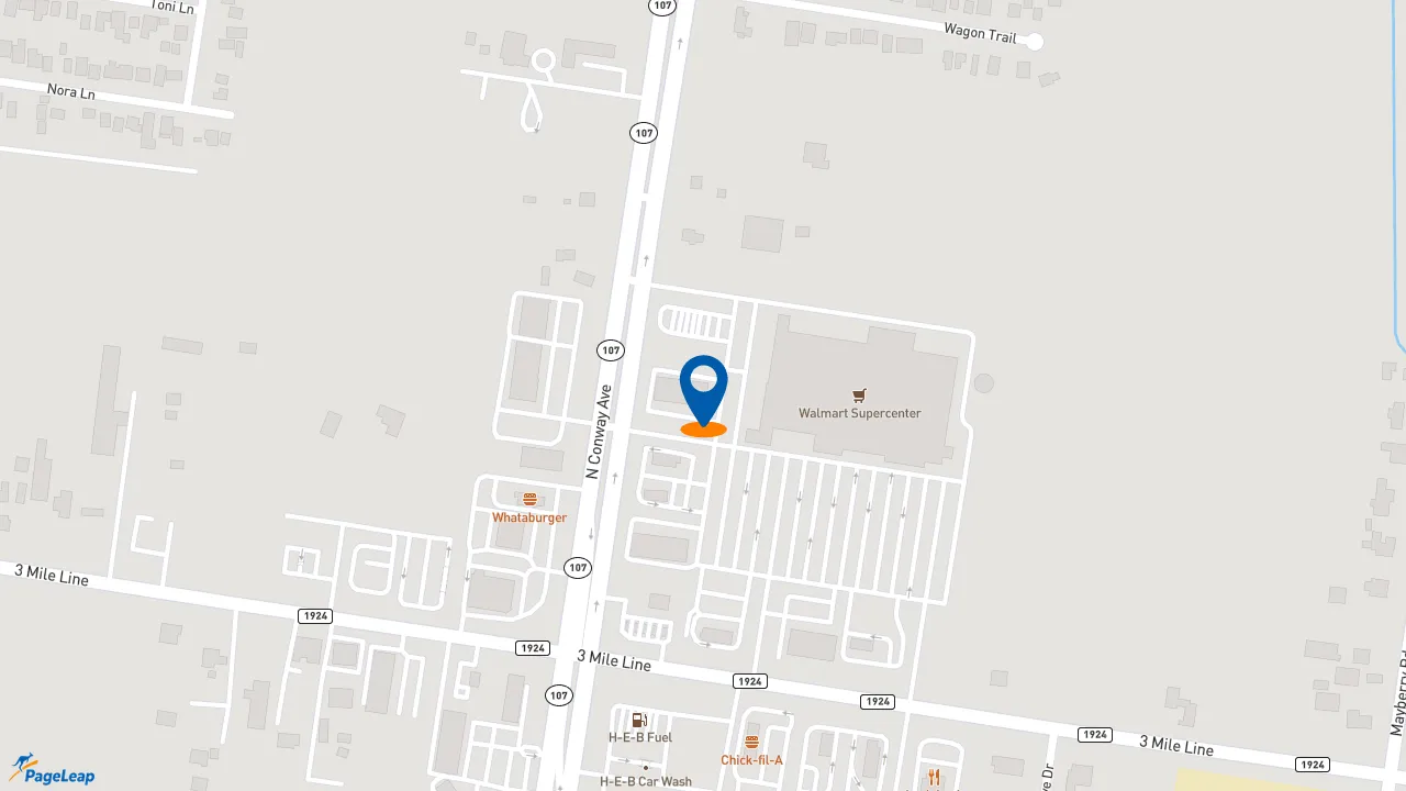 https://pageleap.com map showing location of Pizza Hut in Palmhurst.