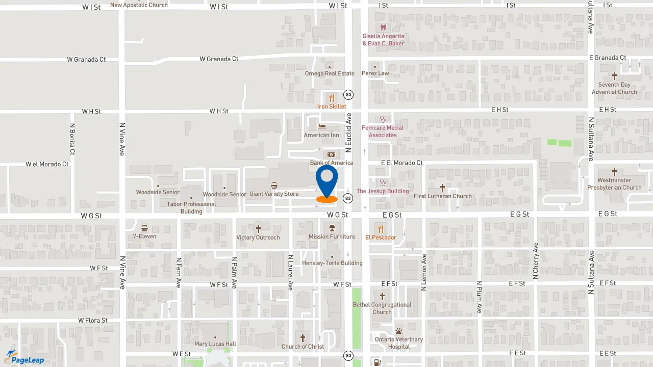 https://pageleap.com map showing location of Pizza Hut in Ontario.
