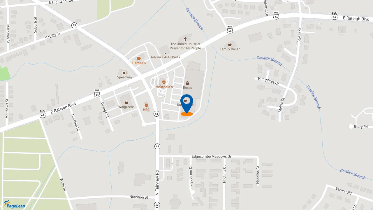 https://pageleap.com map showing location of Pizza Hut in Rocky Mount.