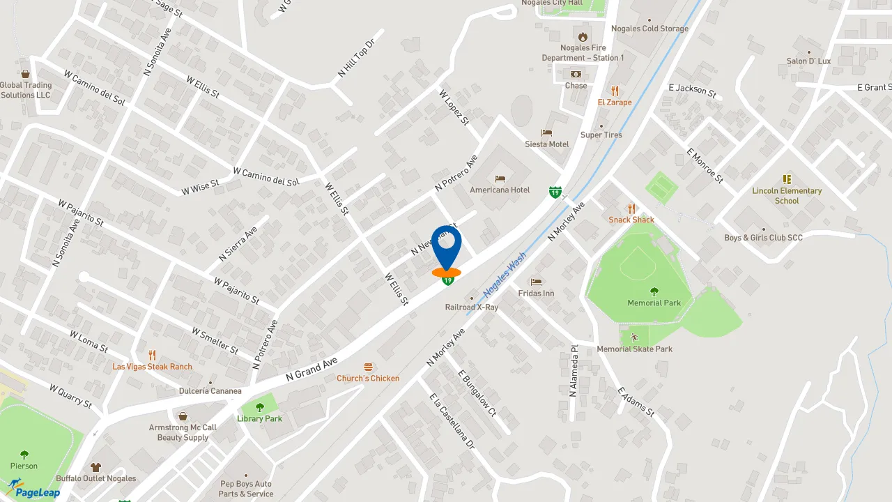 https://pageleap.com map showing location of Pizza Hut in Nogales.