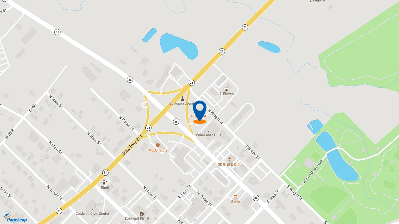 https://pageleap.com map showing location of Pizza Hut in Caldwell.