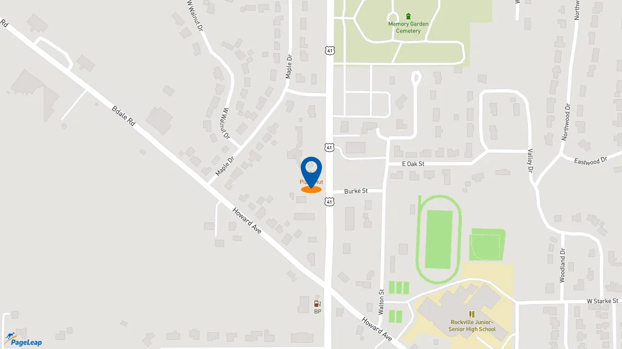 https://pageleap.com map showing location of Pizza Hut in Rockville.