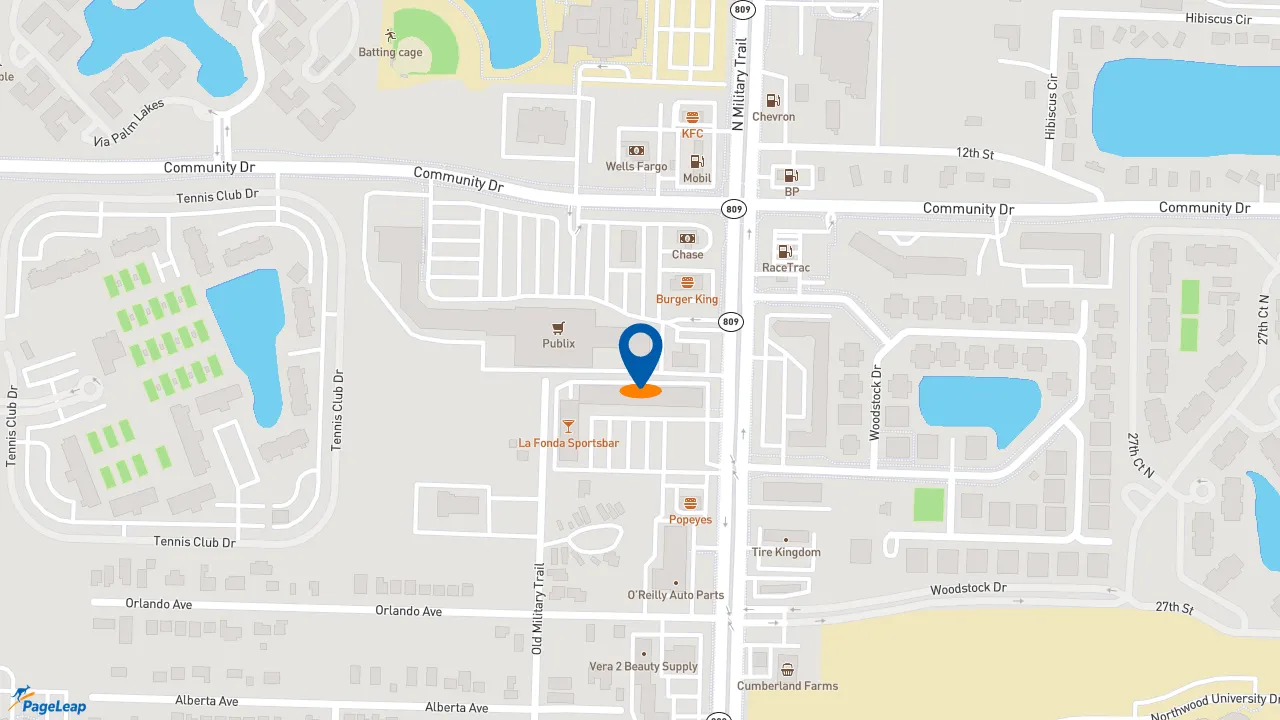 https://pageleap.com map showing location of Pizza Hut in West Palm Beach.