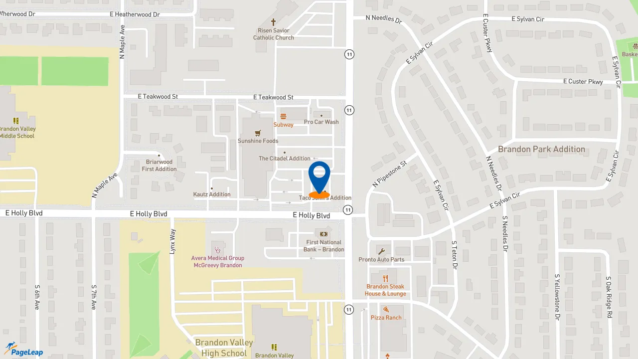 https://pageleap.com map showing location of Pizza Hut in Brandon.