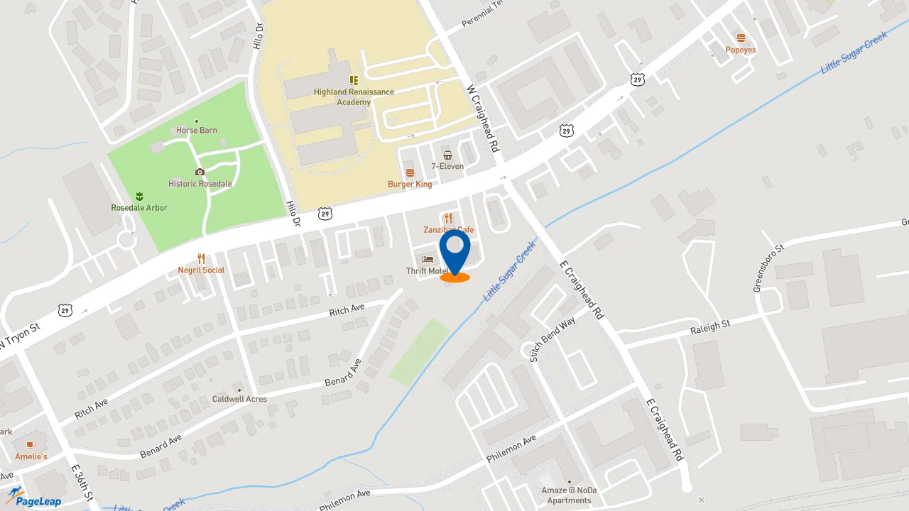https://pageleap.com map showing location of Pizza Hut in Charlotte.