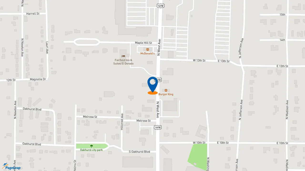 https://pageleap.com map showing location of Pizza Hut in El Dorado.