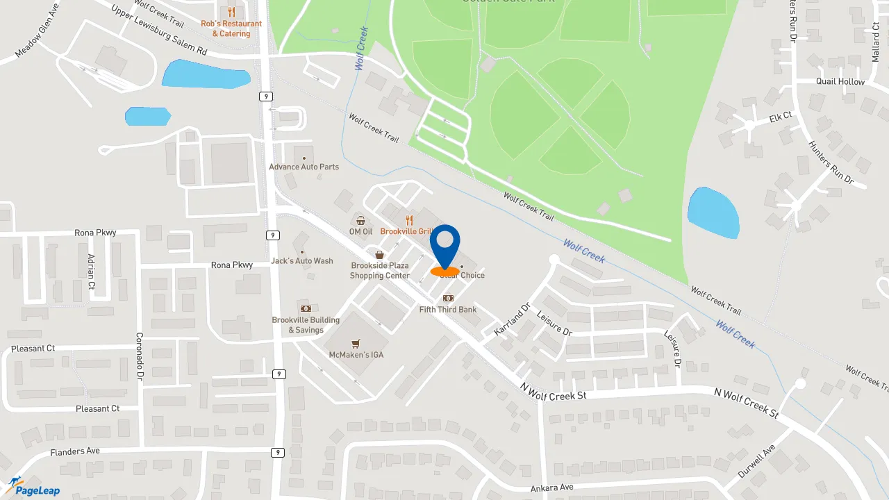 https://pageleap.com map showing location of Pizza Hut in Brookville.