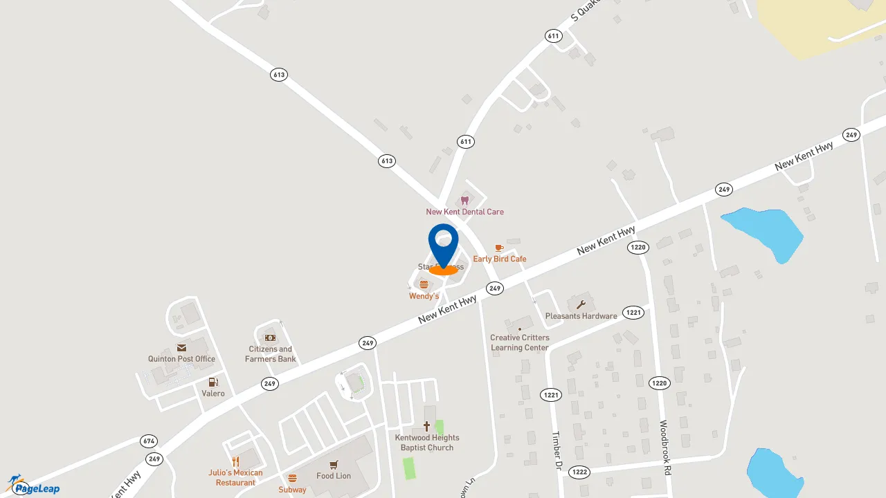 https://pageleap.com map showing location of Pizza Hut in Quinton.