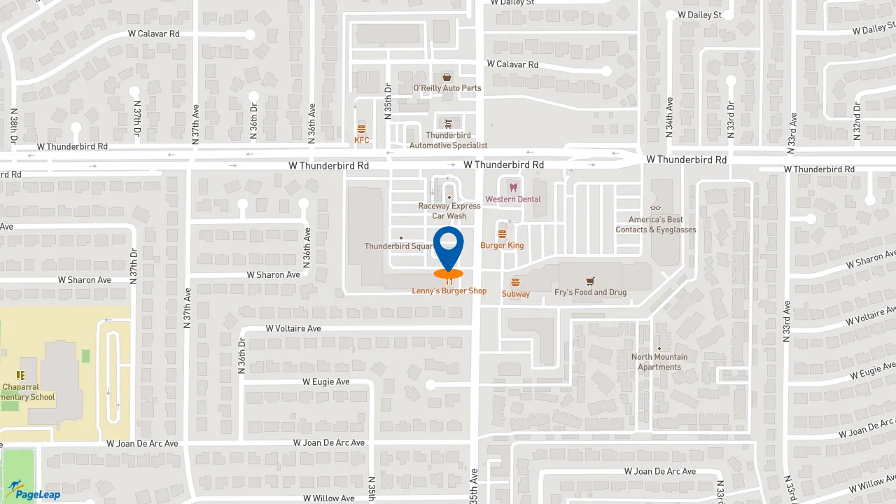 https://pageleap.com map showing location of Pizza Hut in Phoenix.