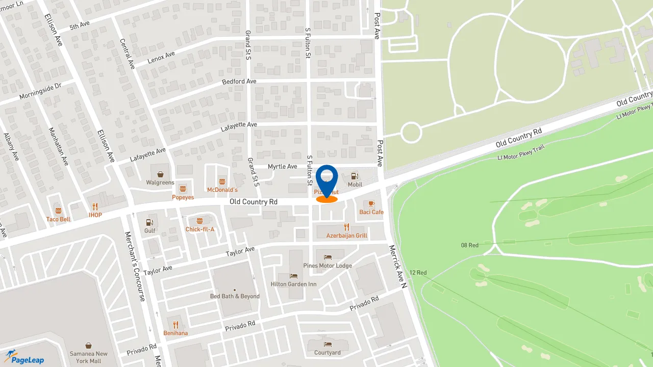 https://pageleap.com map showing location of Pizza Hut in Westbury.