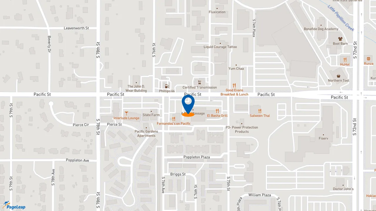 https://pageleap.com map showing location of Pizza Hut in Omaha.