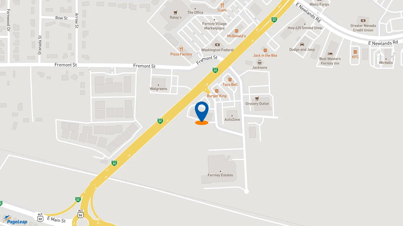 https://pageleap.com map showing location of Pizza Hut in Fernley.