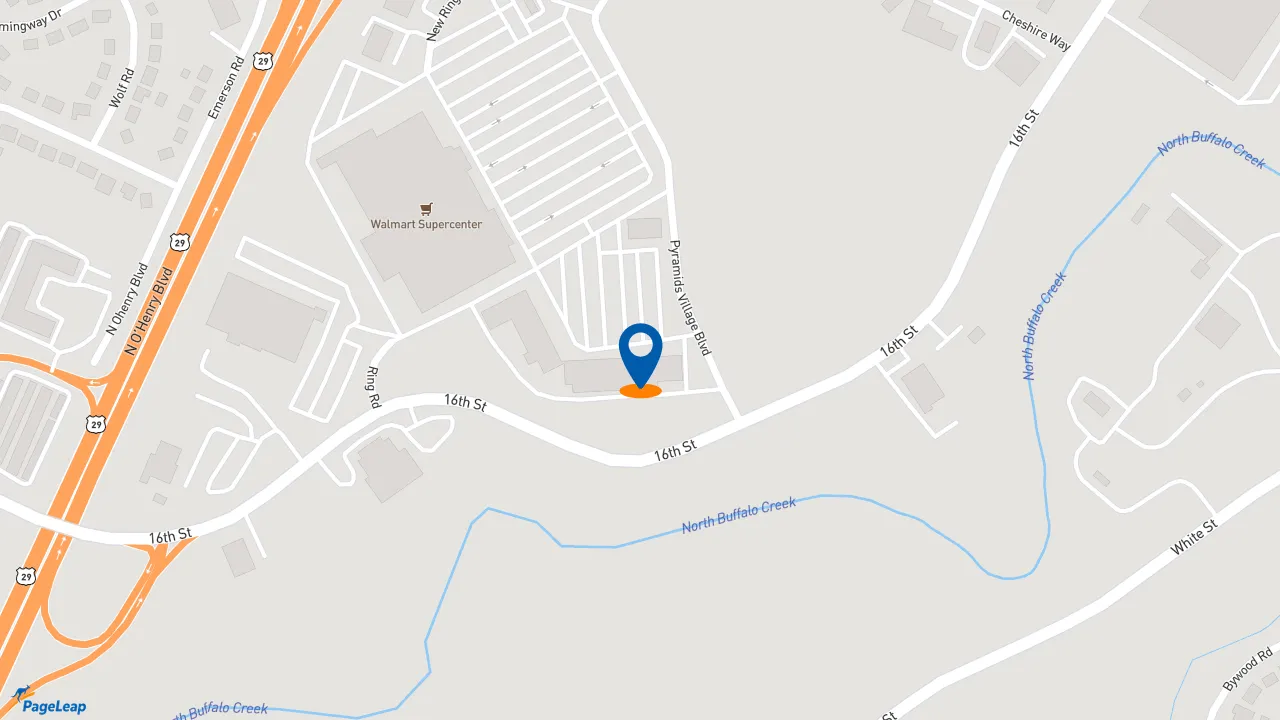https://pageleap.com map showing location of Pizza Hut in Greensboro.