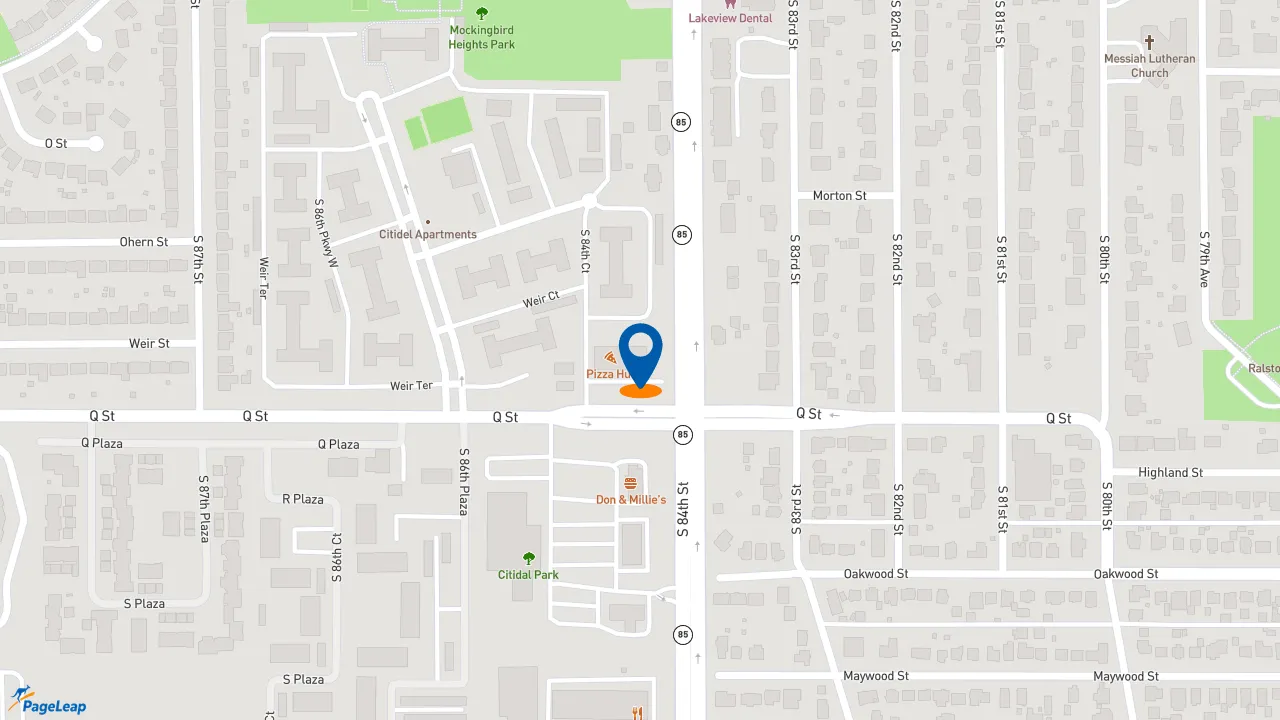 https://pageleap.com map showing location of Pizza Hut in Omaha.