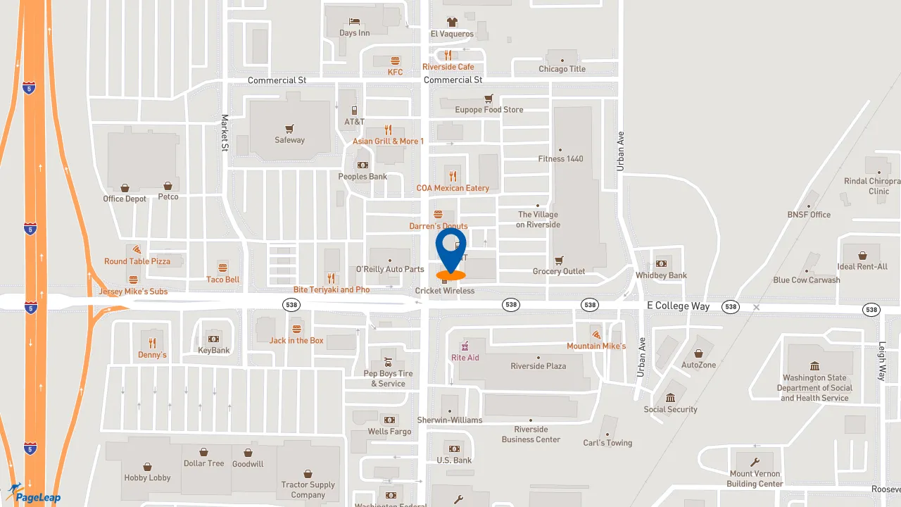 https://pageleap.com map showing location of Pizza Hut in Mount Vernon.