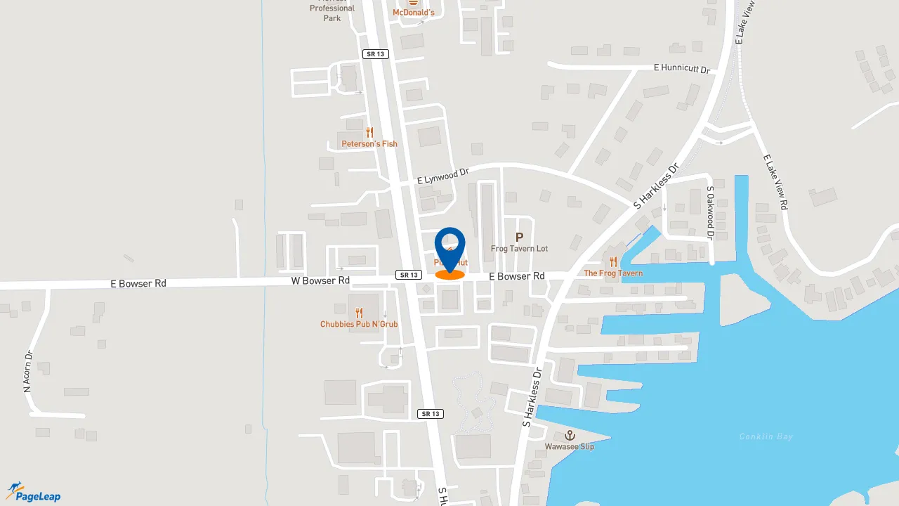 https://pageleap.com map showing location of Pizza Hut in Syracuse.