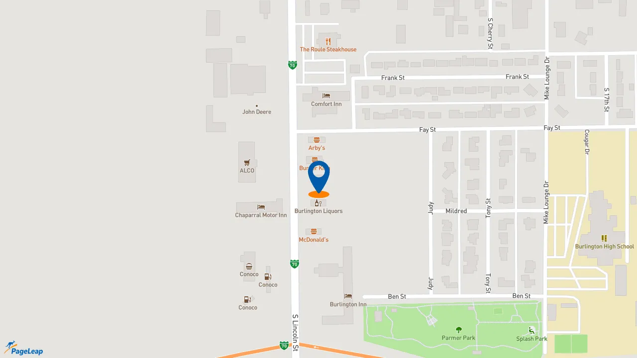 https://pageleap.com map showing location of Pizza Hut in Burlington.