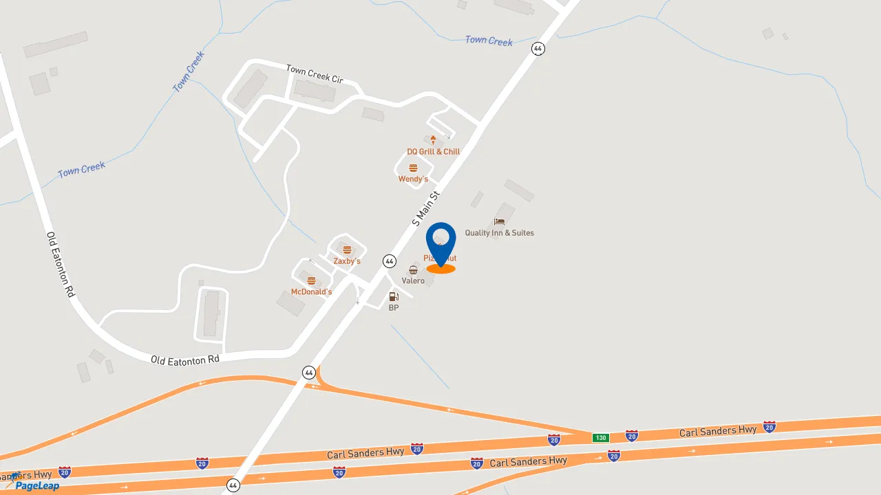 https://pageleap.com map showing location of Pizza Hut in Greensboro.