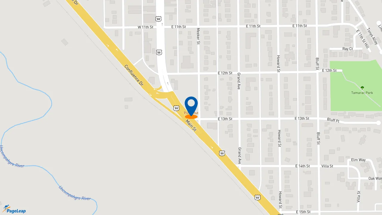 https://pageleap.com map showing location of Pizza Hut in Delta.